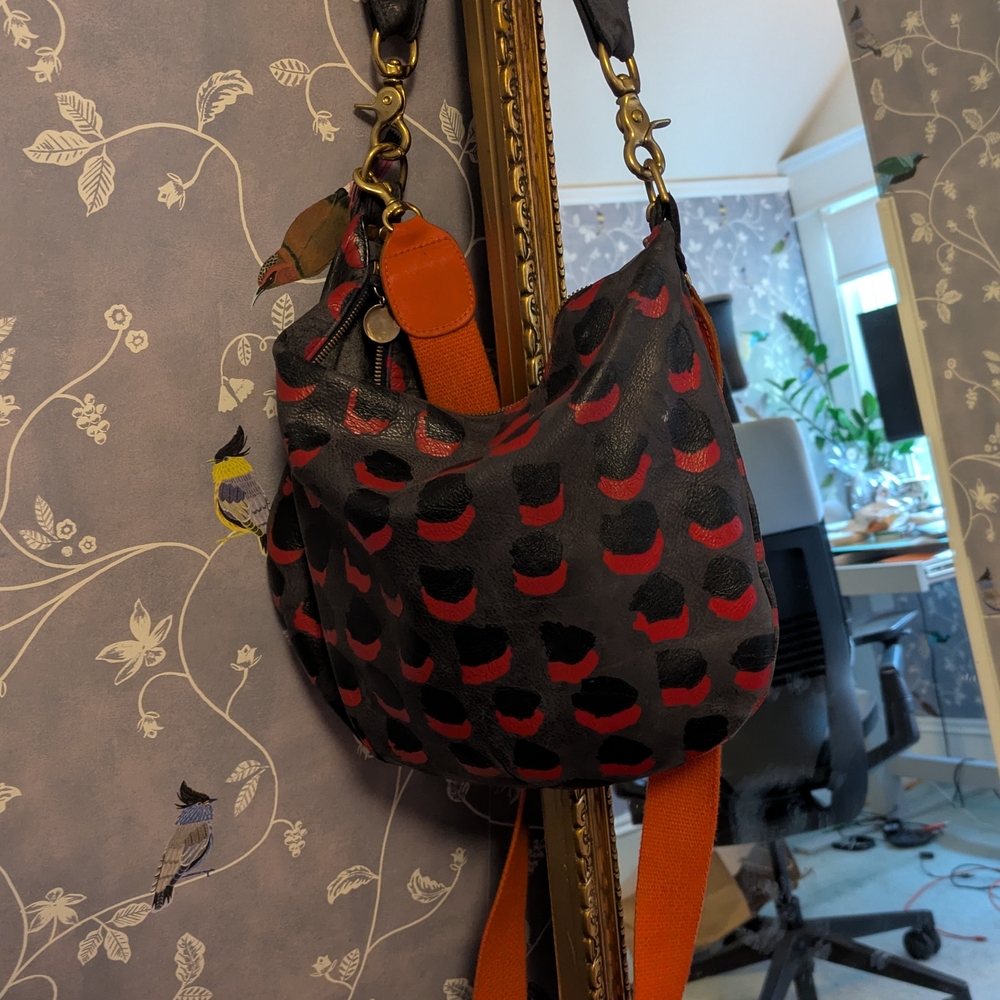 Stylish Black and Red Patterned Women's Bag